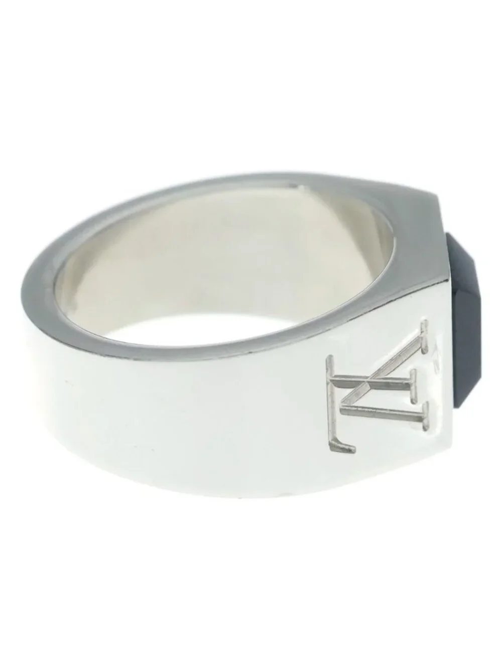 Louis Vuitton Ring LV Onyx Bague Monogram Silver
